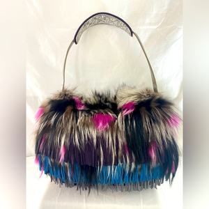 Multicolor Fur and Leather Women's Bag
